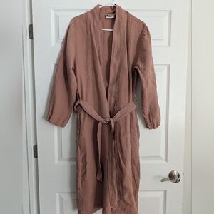 Parachute 100% Linen Robe Women's Medium Clay With Pockets